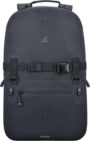 Breakwater Supply™ Fogland Waterproof IP68 Submersible Backpack | Laptop Sleeve & Airtight Zippers for Outdoors, Travel, Boating, Kayaking, Surfing, Floating Dry Bag, Unisex, TPU (Stealth Black, 25L)